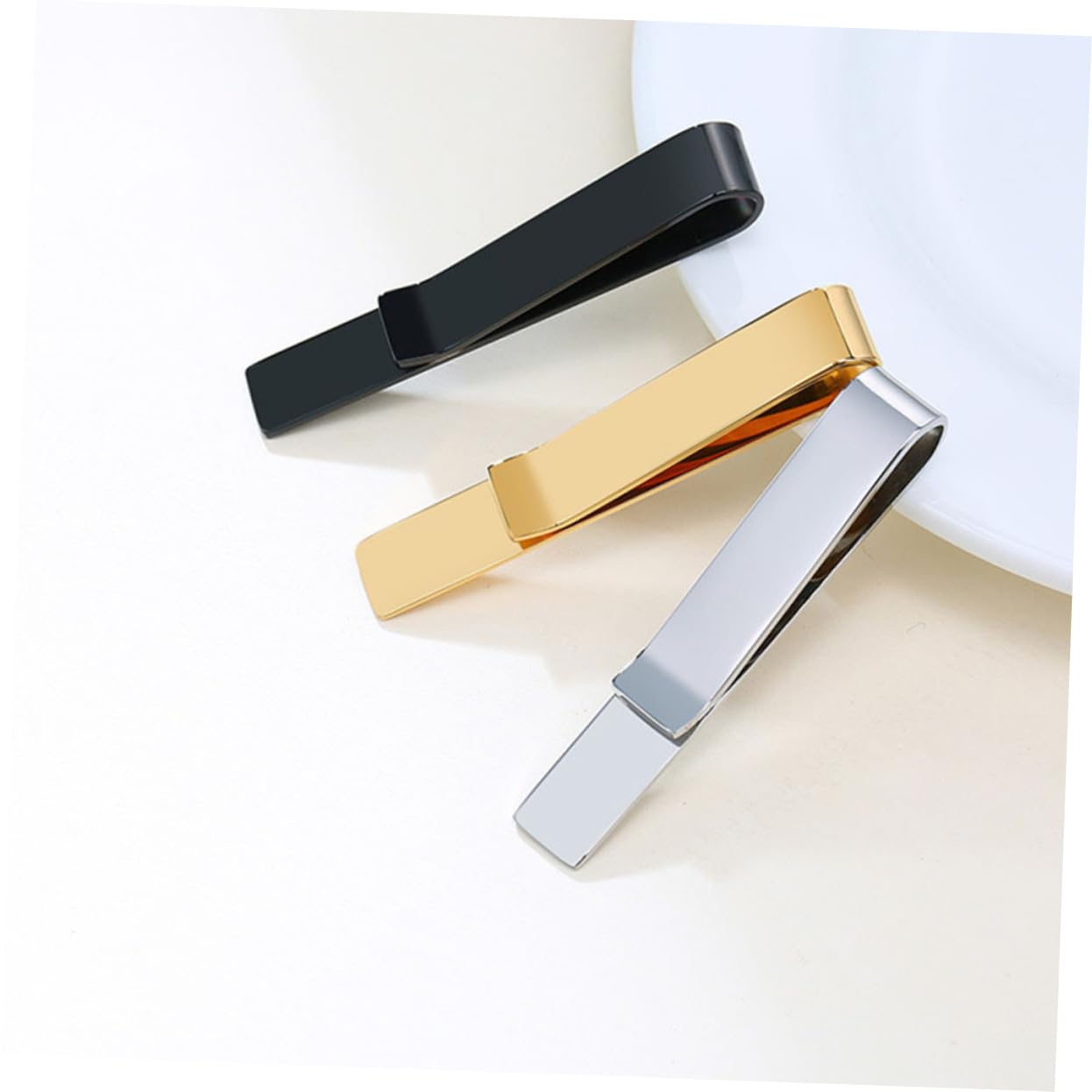 Ipetboom Clip Metal Alfileres De Necktie Negocios Simple Accesorios De Hombres Negro Dorado