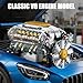 BseSparklion V8 Engine Model Kit That Runs, Build Your Own Mini Visible Car Motor, Physical Science Experiment Building Set for Adults & Teens, STEM Toy Gift for Boys 14+ (703 PCS)