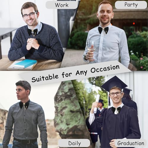 Image of Oversized Bow Ties for Men, Adjustable Bow Tie Pre-tied Bowties Pearl Decoration Bowtie for Tuxedo Wedding Party Prom