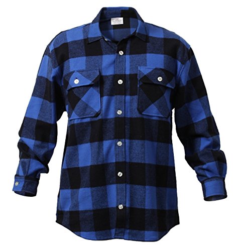 Extra Heavy Weight Brawny Flannel Shirt (2X-Large, Blue)
