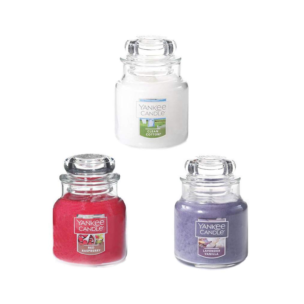 Yankee Candle Mini Sample Size Classic Glass Jars, Set of 3 Assorted Scents, 3 Inches 3.7 OZ Each Small 53847-VAU