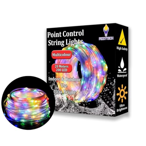 Image of fizzytech Decorative String Lights - 150 LED, 8 Flash Modes, Multicolour Copper Wire Fairy Lights for Window, Wall, Garden, Diwali, Christmas, Wedding, Party & Home Decoration (150 LED Point Control)