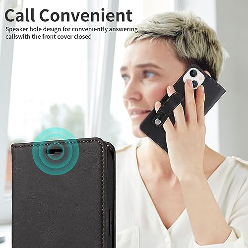 LXURY Capa flip para iPhone 15 Pro Max/15 Pro/15 Plus/15, capa de couro premium antiarranhões com co