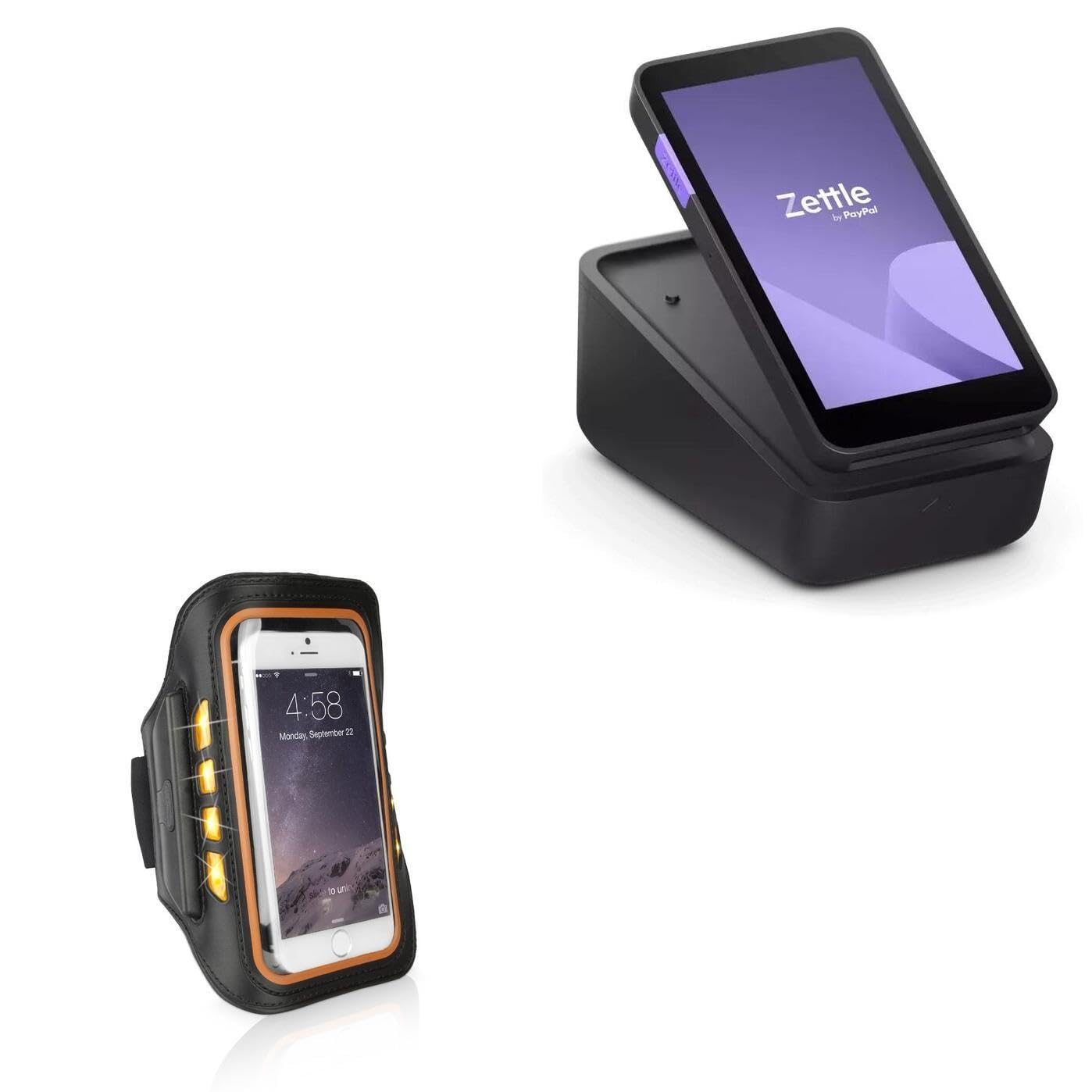 BoxWave Case Compatible with Zettle Payment Terminal - JogBrite Sports Armband, High Visibility Safety Light LED Runners Armband for Zettle Payment Terminal - Bold Orange