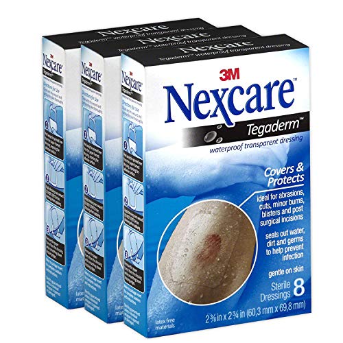 Nexcare 8 Count Box Tegaderm Waterproof Transparent Dressings 2-3/8 Inches X 2-3/4 Inches 3M Waterproof- 3 Boxes
