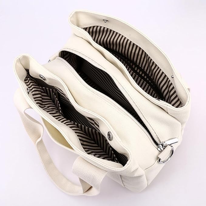 Canvas Tote Bags for Women Shoulder Hobo Bags Handbags Purse Big Satchel Purses Multi-pockets Casual Work Bags 2023 - Image 6