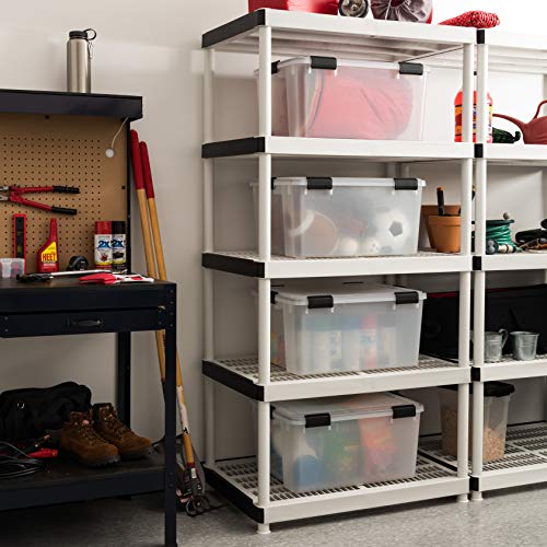 Image of IRIS USA WeatherPro 63 Qt Storage Bins with Lids, 2 Pack, BPA-Free Plastic Gasket Box with Tight Latch and Seal, Stackable Nestable Tote Tub - Clear /Black