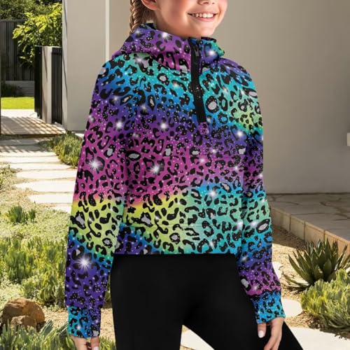 Girls Crop Top Hoodie 5-14T Kids Half Zip Raglan Sweatshirt Raglan Long Sleeve Jackets Fall Winter Clothing3
