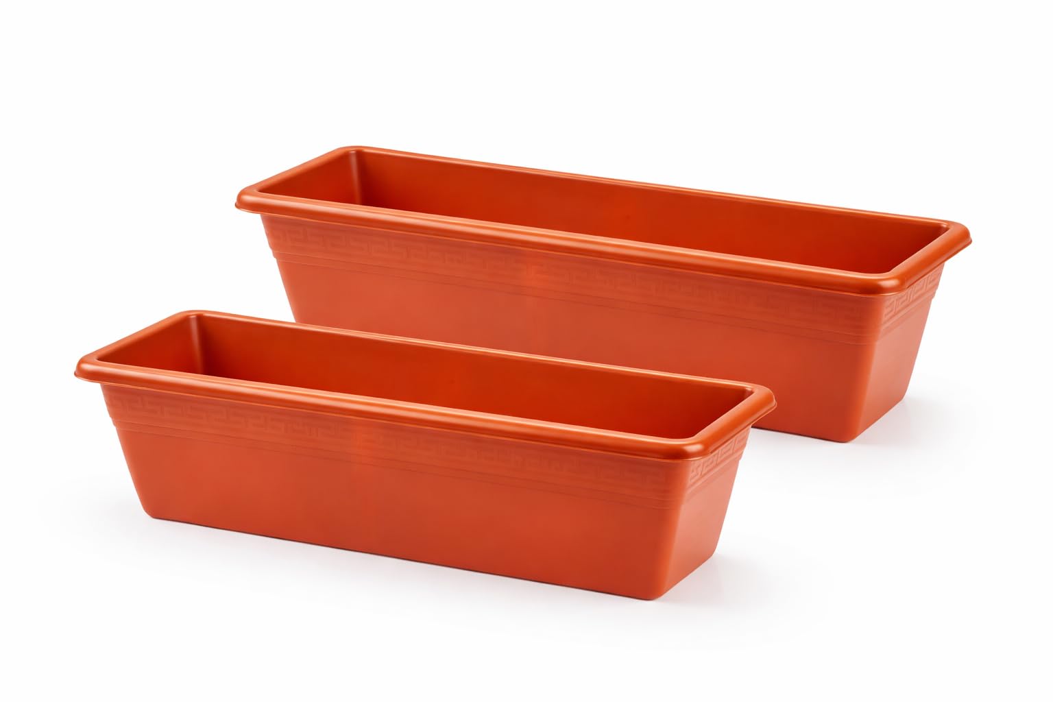 Muddy Hands Terracotta Pack Of 2 - Garden Trough Planters Rectangular Window Box Flower Herb Vegetable Plant Pots Outdoor Balcony Patio Planters (, 40Cm)