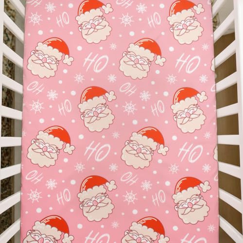 Image of JISEN Christmas Fitted Crib Sheets for Boys Girls 52x28 Inch Santa Claus