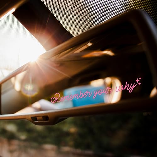 Image of Set 3Pcs Remember Your Why Reariew Mirror Decal Pink Motivational Positive Funny Sticker Water Bottle Laptop Window Vinyl Waterproof 4 Inches Car Decals for Women New Car Accessories for Friend