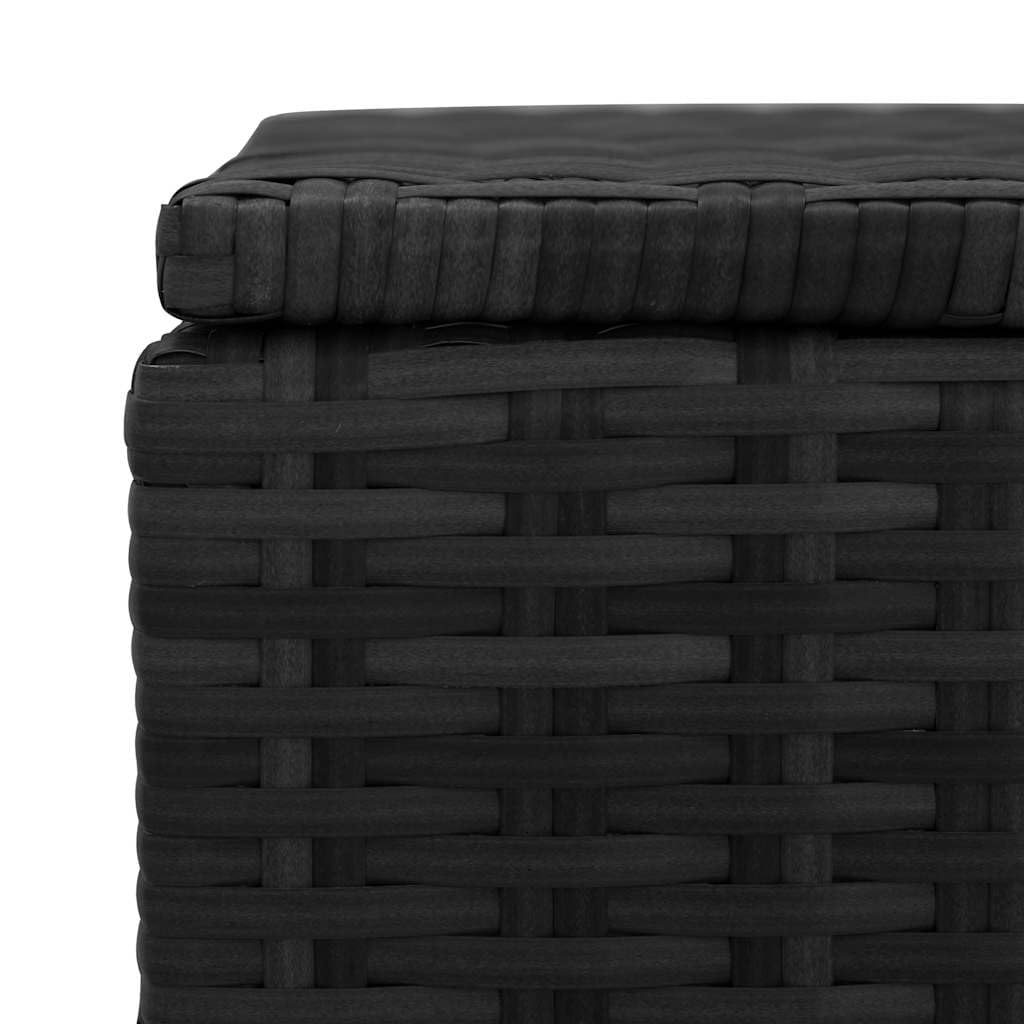 Garden-Auflagenbox Schwarz 150x50x60 cm Poly Rattan mit Sitzfunktion, wetterfestem Stauraum, abschließbarem Deckel und robustem Stahlrahmen für Balkon Terrasse Outdoor