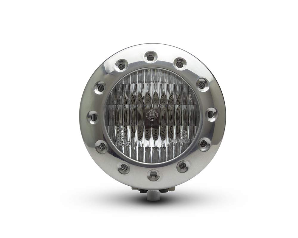 Alchemy Parts Motorrad 5" Scheinwerfer 12V 35W - Poliertes Leichtmetall mit Gebohrte Blende für Individuell Retro Vintage Style Projekt Motorrad