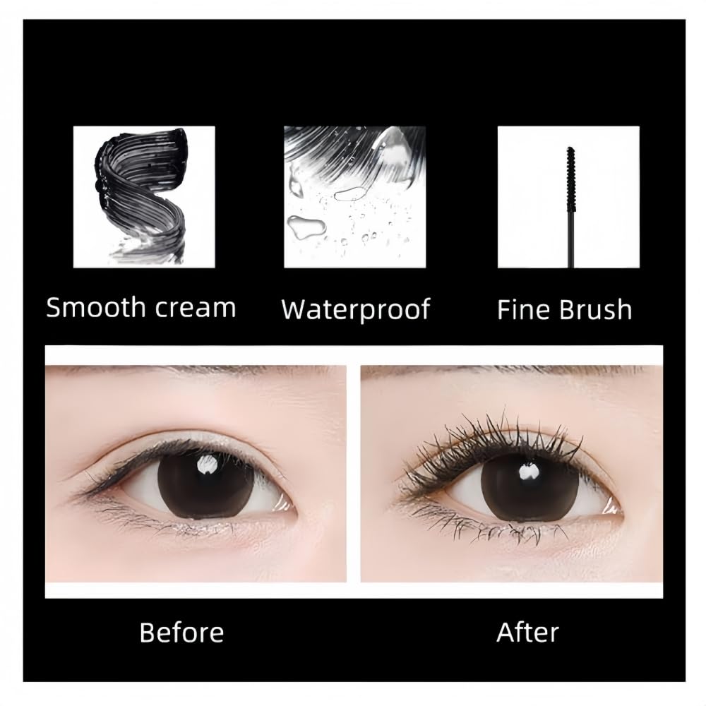 Black Mascara with Ultra Fine brush for Tiny and Lower Eyelash Smudge-proof, No Clumping, Lengthening and Voluminous Lashes - Image 3