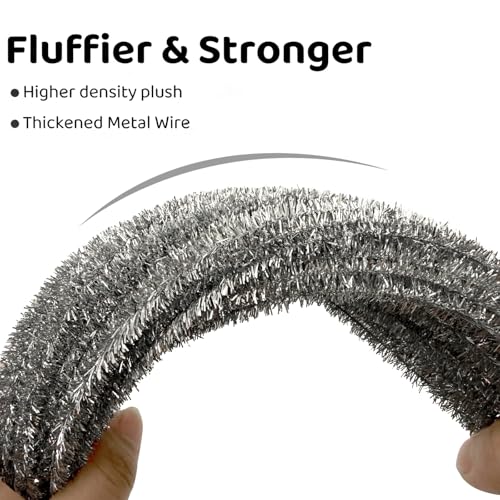 Image of 200Pcs Glitter Silver Pipe Cleaners Craft,Sparkly Pipe Cleaners,Art Aupplies Toys for Kids,DIY Craft Supplies for Halloween /Christmas Home Decor,Fidget Toys for Kids,Christmas Crafts for Girls 8-12