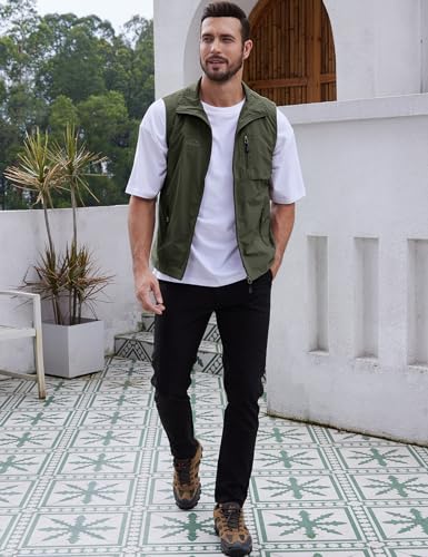 Image of Gihuo Men's Fishing Vest Utility Vest Casual Outdoor Quick Dry Safari Travel Golf Vest Work Vest