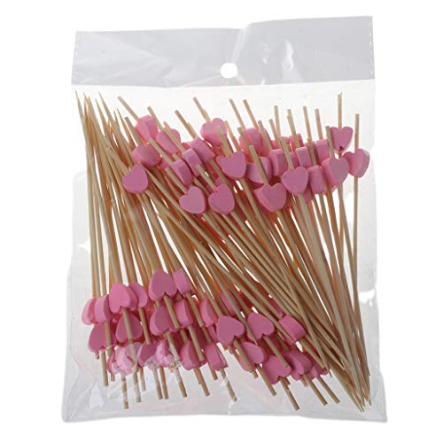 Miaison Lot de 100 piques à cocktail en forme de cœur en bois pour fruits et sandwich, fournitures de fête Cover