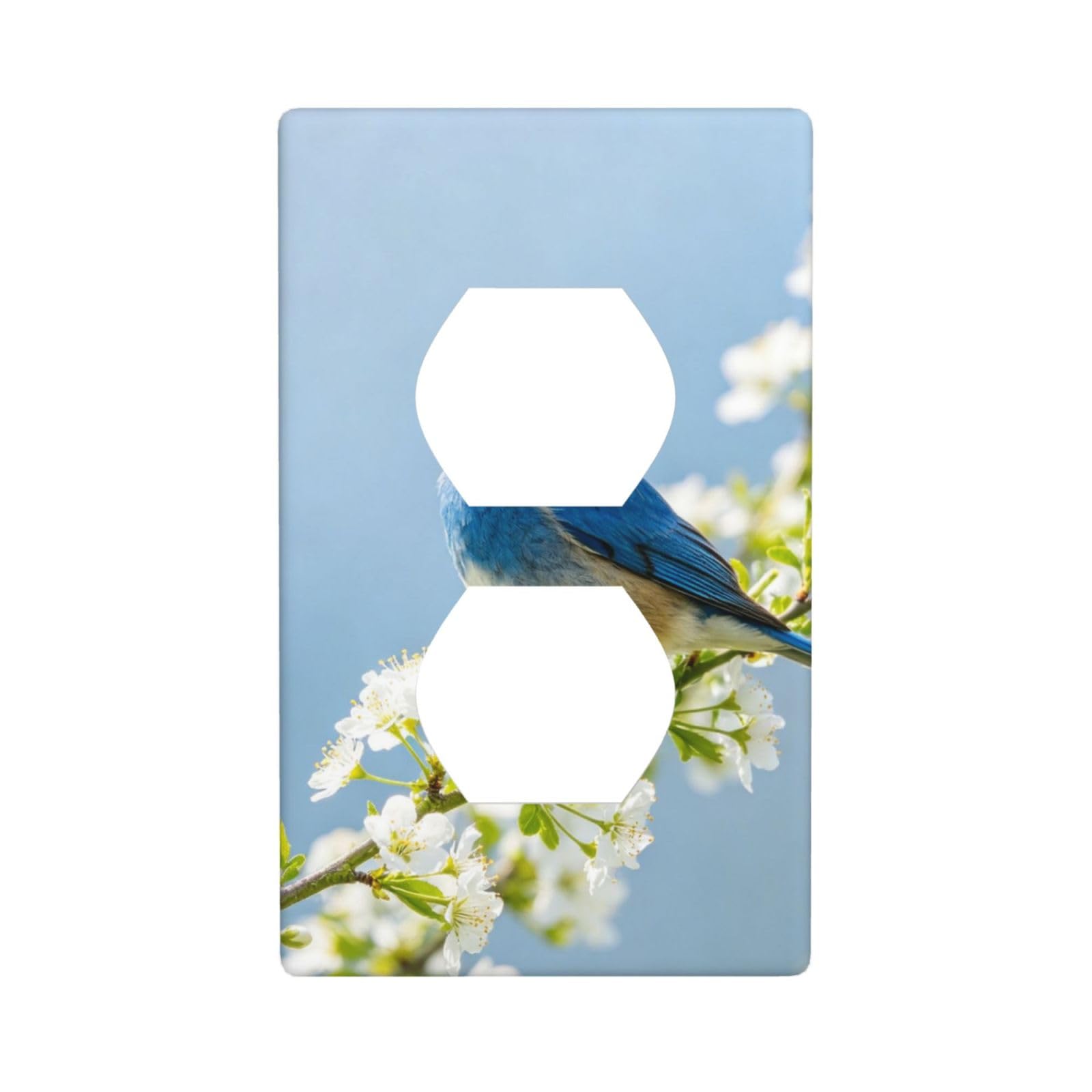 Blue Bird Art Decorative Switch Plate Cover-Unbreakable Polycarbonate Wall Plate for Home Office, 1 Gang with Screws
