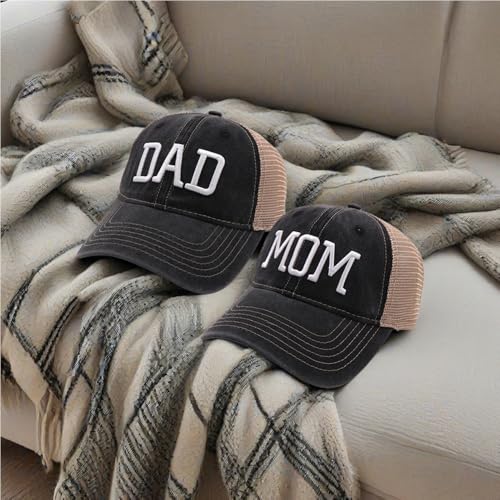 Image of Mom and Dad Hats Embroidered Adjustable Mesh Back Baseball Caps