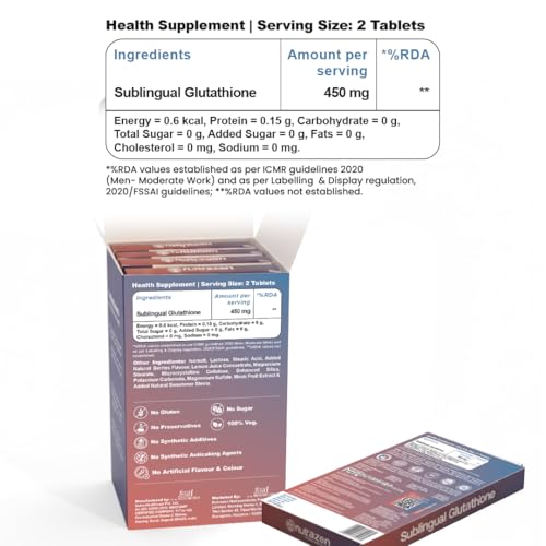 Image of Sublingual Glutathione Supplement - Pack of 3- 180 Tablets | High Bioavailability Formula for Skin Brightening, Tan Removal & Anti-Aging | Supports Detox, Liver Health, Cellular Health & Immunity