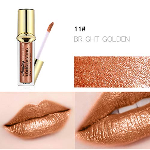 Metallic Lipstick Sparkly Colorful Makeup Glitter Lip Gloss Liquid Lipgloss Bright Golden