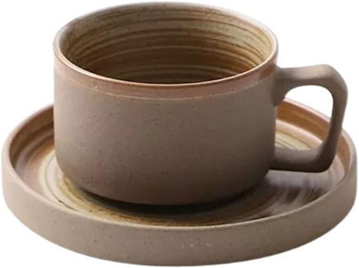 Mugs Vintage Style Ceramic Cup High Grade Mug 200ML Cup Dish Set Office Coffee Cup Milk Tea Cup (Grey)