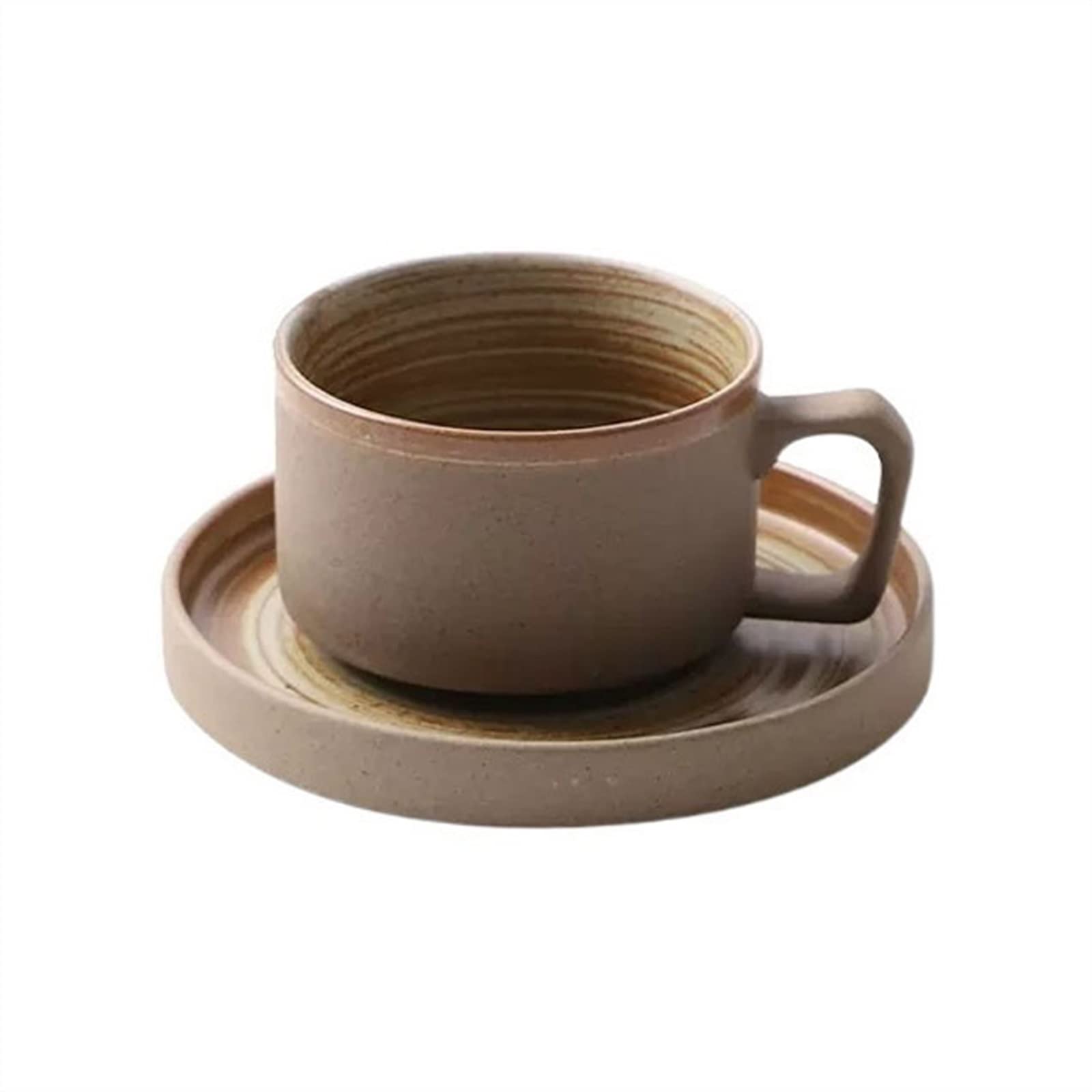 Tasse à café Tasse à café Tasse en céramique de style vintage Haute qualité 200ML tasse plat Set Tasse à café de bureau (B)