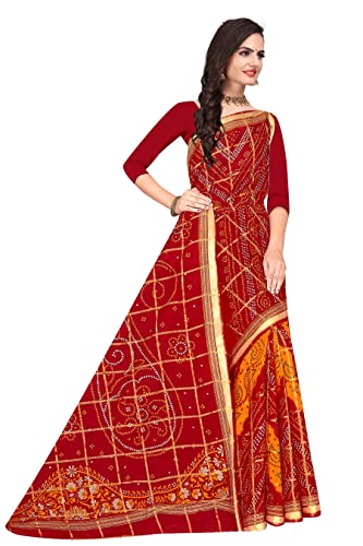 Image of TAMAIRA FASHION Mulmul Pure Cotton Saree For Woman Gharchola Bandhani Printed |Office Wear Daily Wear Sarees For Women Without Blouse Piece
