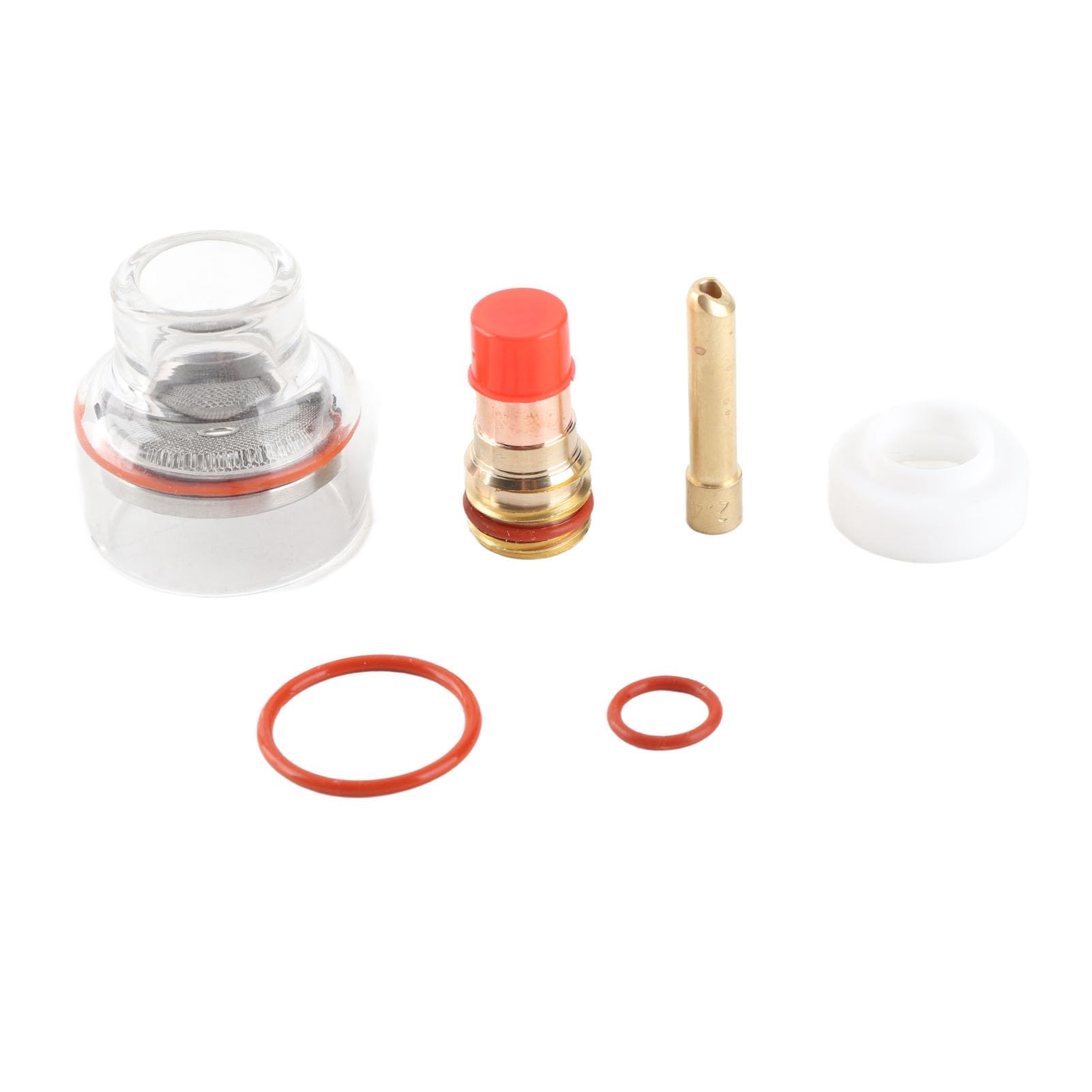 Kit de Lentilles à Gaz 6 Pièces, Accessoires de Soudage Tig, Kit de Lentilles à Gaz Tig, Tasse de Soudage en Verre, Corps de Pince en Cuivre, Tasse en Verre Transparent pour le