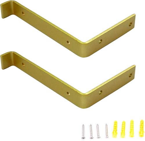 Soporte de estante de borde dorado con forma de L, soporte de esquina montado en la pared, soportes de estante de partición, soportes de estantería