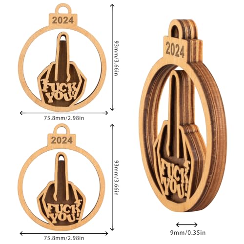 Creawoo Fuck You 2024 Funny Christmas Ornaments With Black Walnut Wood Design thumb #6