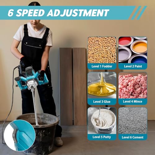 Malaxeur mortier sans fil agitateur de béton 3200W avec tête de mélange - 3