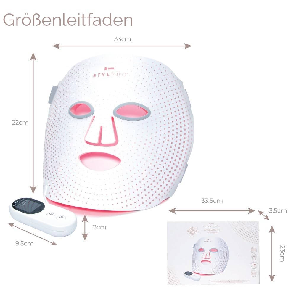 STYPRO Wellenlängen-LED-Gesichtsmaske, Multi-Modus-Hautpflege mit rotem, blauem, nahem Infrarot-Licht für Falten, Hautunreinheiten, flexibel, wiederaufladbar, benutzerfreundlich, entworfen in