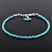 Vista 2 de Natural Gemstone Micro Round Beads Dainty Choker Bangle Bracelet, Handmade Jewelry for Women, Healing Chakra Crystals Silver Plated Chain 8 inch