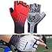 Luzhengyang Breathable Ice Silk Summer Cycling Gloves for Men Women | Shockproof Half Finger Bike Gloves w/Quick Take Off Design | Weight & Comfortable Sports Gloves - Red XL