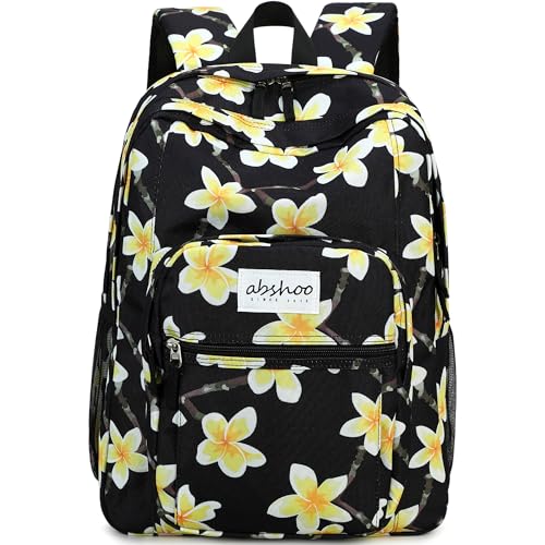 Image of abshoo Classical Basic Floral Womens School Backpack For College Teen Girls Water Resistant Bookbag (Floral Black D)