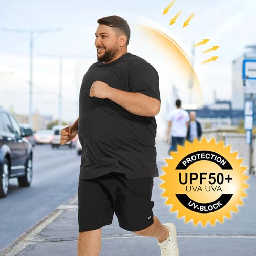 Big and Tall Mens T-Shirt UPF 50+ Sun Protection Swim Shirt SPF Quick Dry 2XL-6XL3