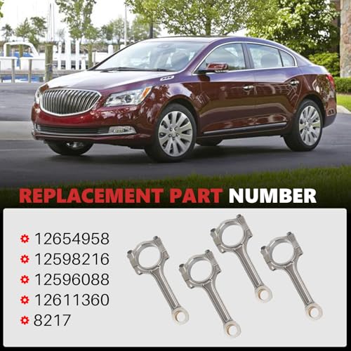 Hututimo 12654958 4Pcs Engine Connecting Rods Compatible With Chevrolet Buick Gmc Pontiac Saturn 2006-2017 Replace 12654958 2598216 12596088 12611360 Automotive Replacement Engine Connecting Rod thumb #2