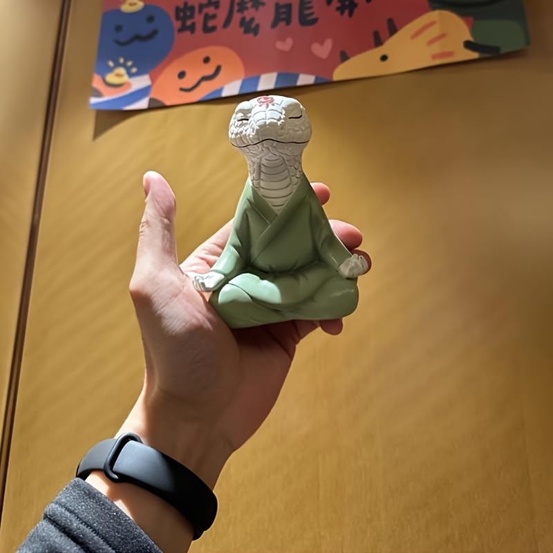 YHNNH Adornos de serpiente inspirados en Zen, adquisición de riqueza de escritorio, decoración de coche, regalo, mascota pitón, hogar tranquilo, arte de jardinería, escultura espacial de meditación, A