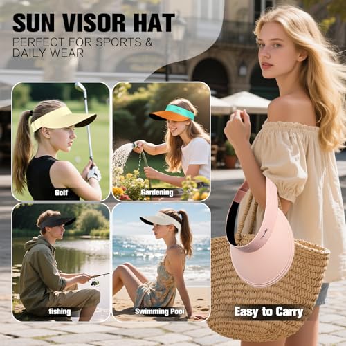 Image of YANIKY Sun Visor Hat for Women,UPF50+ Seamless Sun Hats Men Women Lightweight Sports Cap Stretchy Ponytail Hat for Outdoor