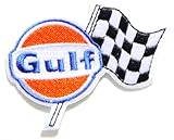 Gulf Motor Oil Fuel Gas Station Pump Logo Sign Racing Patch Iron on Applique Embroidered T shirt Jac