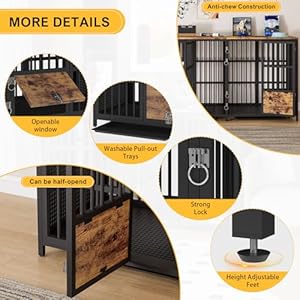 Boinn large dog crate furniture 63 inch heavy duty double dog crate with divider extra large dog kennel furniture with removable trays for medium large dogs  urban country home decor