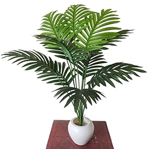 BK MART Natural Looking 12 Leaves Areca Palm Indoor Plant for Home/Shop/Office Decor/Gifting Artificial Plant with Pot (60 cm, Green)
