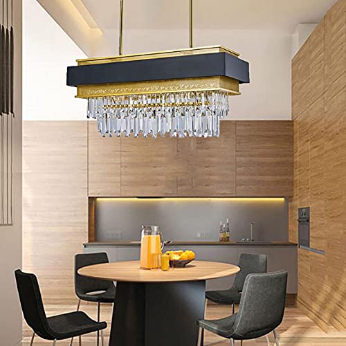 Lustre en cristal moderne noir 85x30cm à 3 niveaux pour plafonnier de salon européen - 7