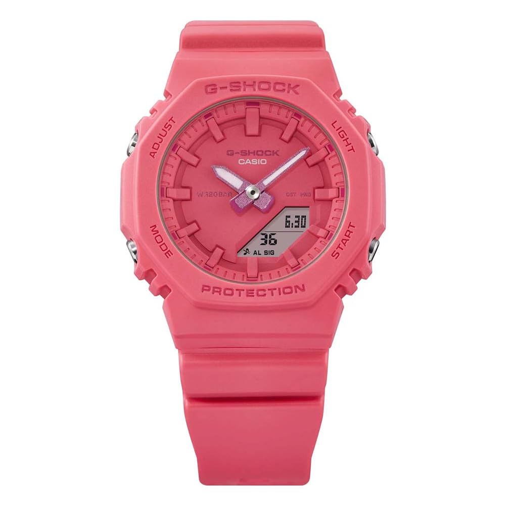 Casio Cyfrowy damski zegarek GMA-P2100-4AER ze paskiem z czerwonej żywicy.