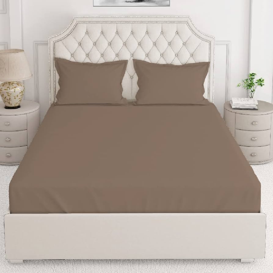 Buy Layers Classic 100% Cotton Bedsheet Set For All Seasons - Lightweight, Moisture Absorbent, Machine Washable & Easy To Care - 104 TC - Queen Size