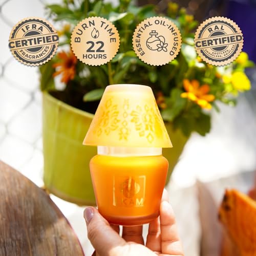 Image of EKAM Scented Frost Glass Lampshade Candle | Temple Bloom Scented Candle | Luxury Fragrances| Ideal for Home Decor, Aromatherapy & Gifting | 22 Hours Burn time |114 g