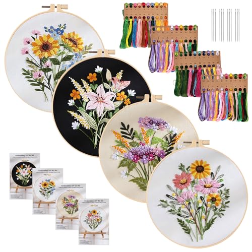 【Decorazione Squisita】Assortimento completo di kit per principianti con tutti gli strumenti necessari per il ricamo. Questo bellissimo ricamo floreale e farfalla è un ottimo progetto per gli appassionati di ricamo. Sarebbe una decorazione da parete accattivante per la tua casa, anche un regalo significativo per i tuoi amici e familiari.