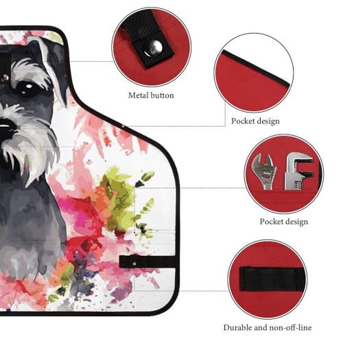 Delantal de trabajo Schnauzer con 8 bolsillos ajustable miniatura 3
