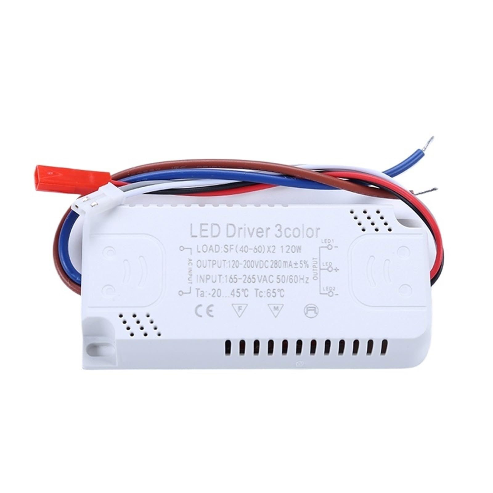 FCARUMIQP 3Colors LED Driver 12-24W/20-40W/30-50W/40-60W for Strip Power Input AC165-265V 220mA Unit Lighting-2((40-60W)-2)